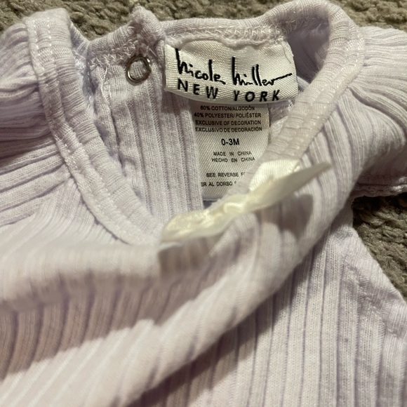 Nicole Miller Cream Ribbed Kids Bodysuit - Picture 3 of 4